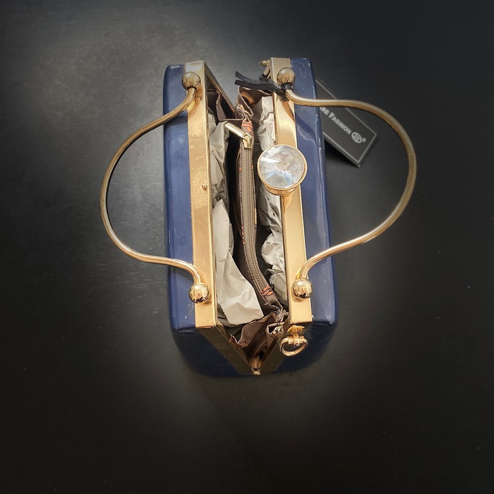 Blue purse with gold - Picture 5 of 8